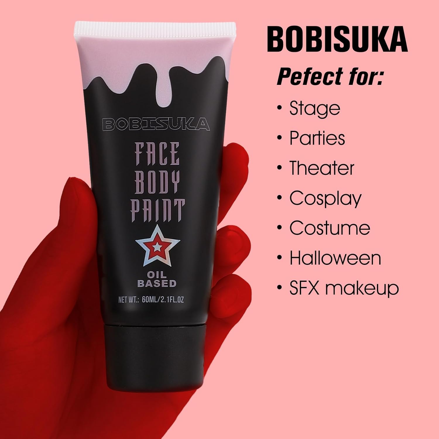 BOBISUKA Pintura facial roja, kit de pintura corporal en crema mezclable, negro ojo para deportes, pintura facial para payaso Joker Demon Devil