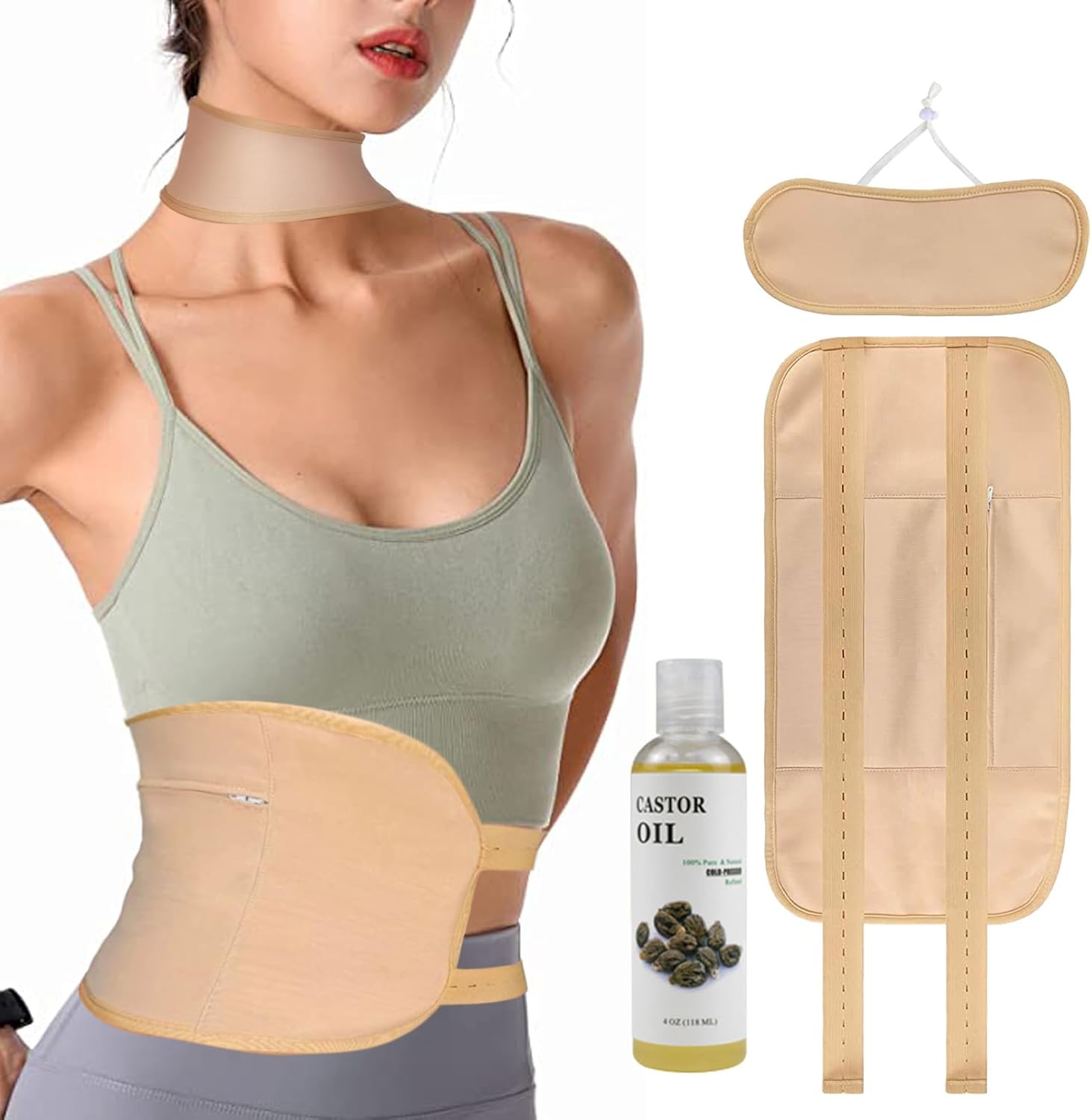 Paquete de aceite de ricino, regalos para el día de la madre, paquetes de aceite de ricino reutilizable para desintoxicación del hígado, envoltura