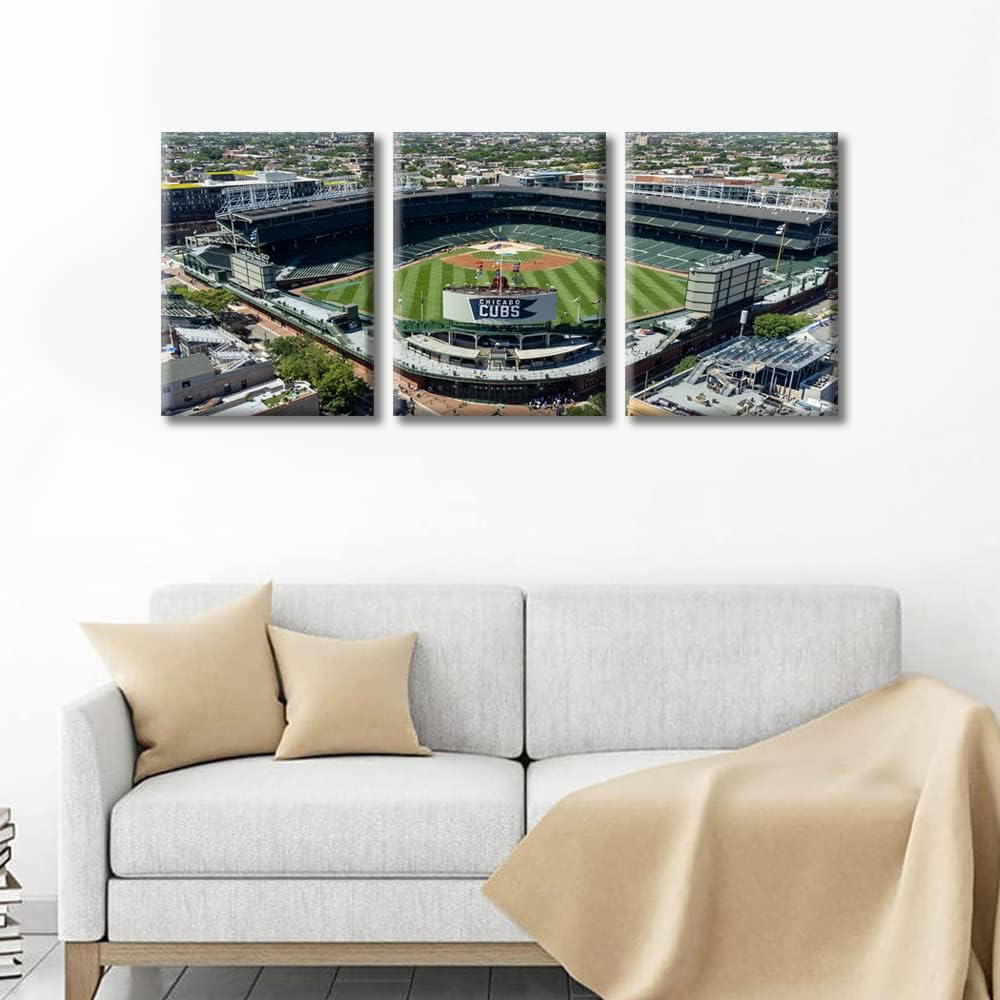 TUMOVO Chicago Wrigley Field – Lienzo decorativo para pared, diseño de estadio de béisbol, arte de pared para dormitorio, arte de pared para sala de