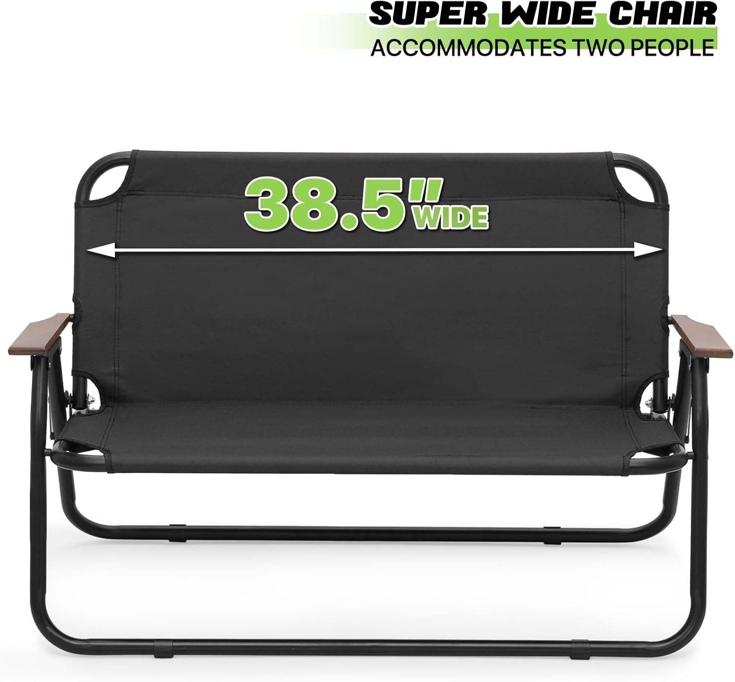 Magshion Silla de campamento de doble asiento de 39 pulgadas, soporta 330 libras para adultos, silla plegable de alta resistencia para 2 personas,