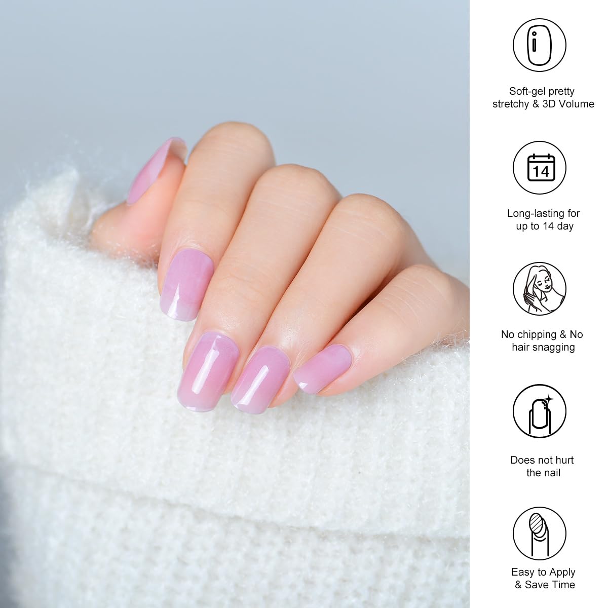 Tiras de uñas de gel semicuradas, 20 unidades, calcomanías de uñas de gel, tiras de uñas semicuradas, funcionan con lámpara de uñas LED UV, kit de