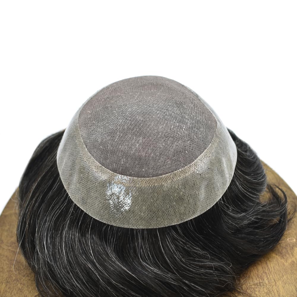 Toupee para hombres, pieza de cabello humano real, sistema de reemplazo de cabello para hombre, nudo blanqueado, línea capilar duradera, para