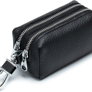 Guolich Car Key Chain Bag Double Zipper Leather Protection Key Coin Holder Keyring for Car Key Remote Control Guolich Car Key Chain Bag Double Zipper Leather Protection Key Coin Holder Keyring for Car Key Remote Control