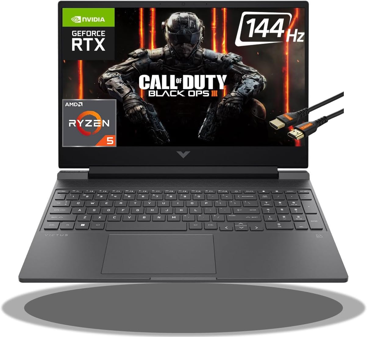 HP Victus 15 Laptop para juegos de 15.6 pulgadas FHD IPS 144Hz AMD 7000 Ryzen 5 7535HS (Beats i7-11800H) GeForce RTX 2050 4GB retroiluminado gráfico