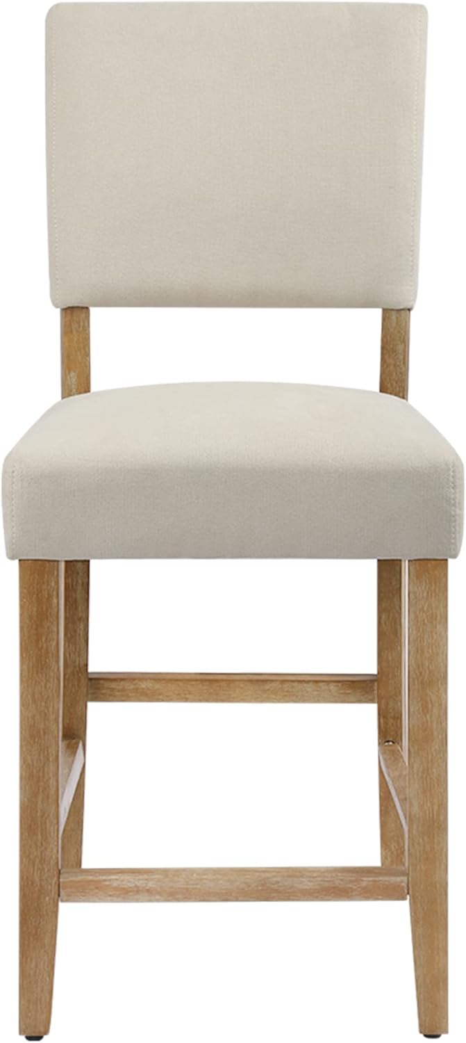 DAGONHIL Juego de 2 taburetes de bar de 24 pulgadas de altura de mostrador, taburetes de bar tapizados con patas de madera, sillas de isla para