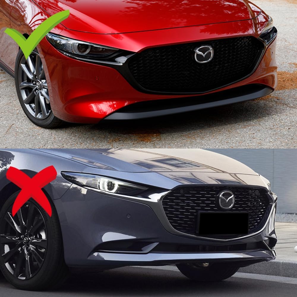 Q1-TECH, 5 piezas de borde delantero + falda lateral Rocker Winglet Canard difusor ala compatible con Mazda 3 Hatchback 2019-2024  modelo 5DR