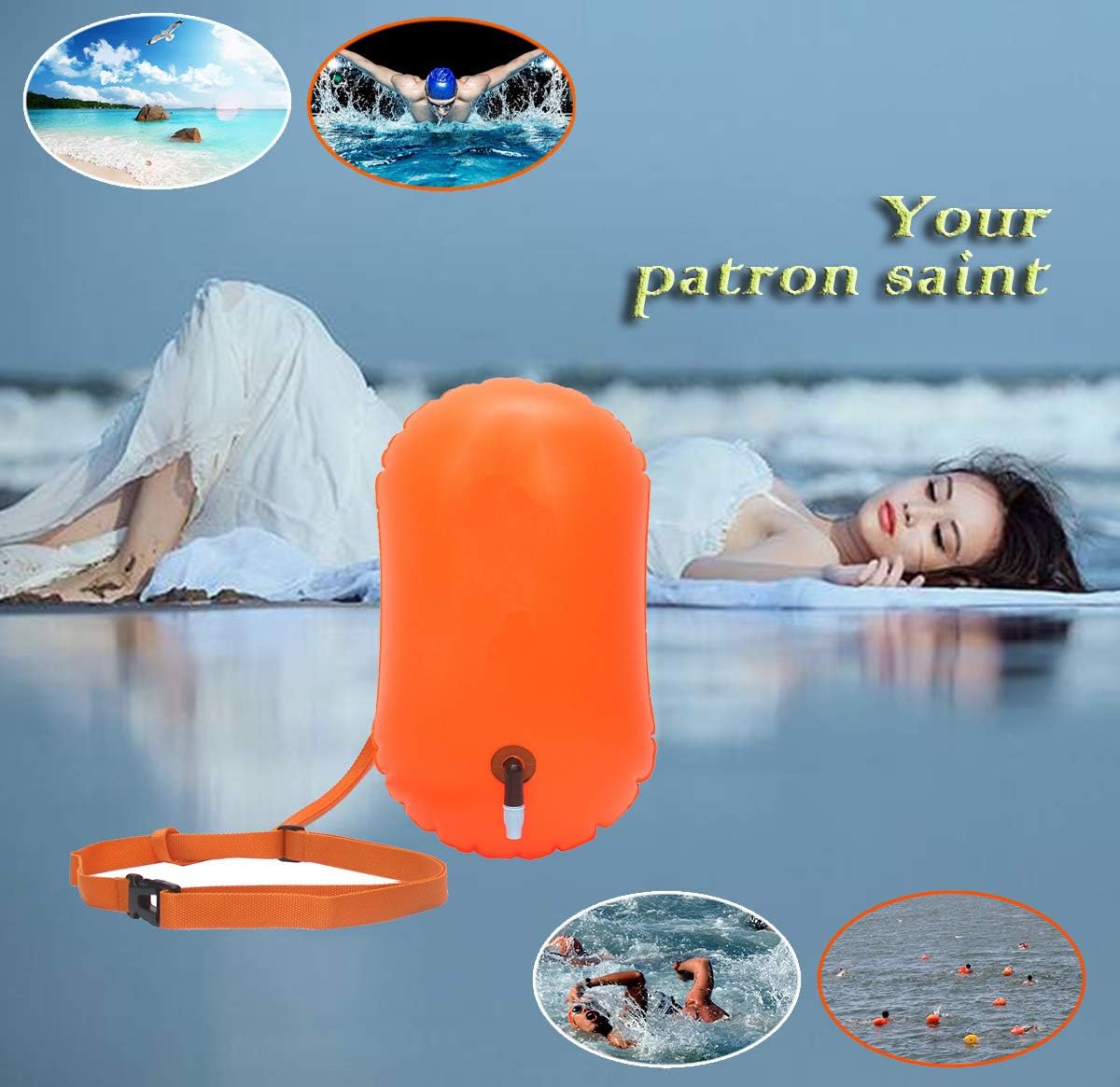 Swim Buoy for Open Water, Swim Bubble for Safe Swim Training, Swimming Triathletes, Kayakers and Snorkelers, Highly Visible Buoy Float