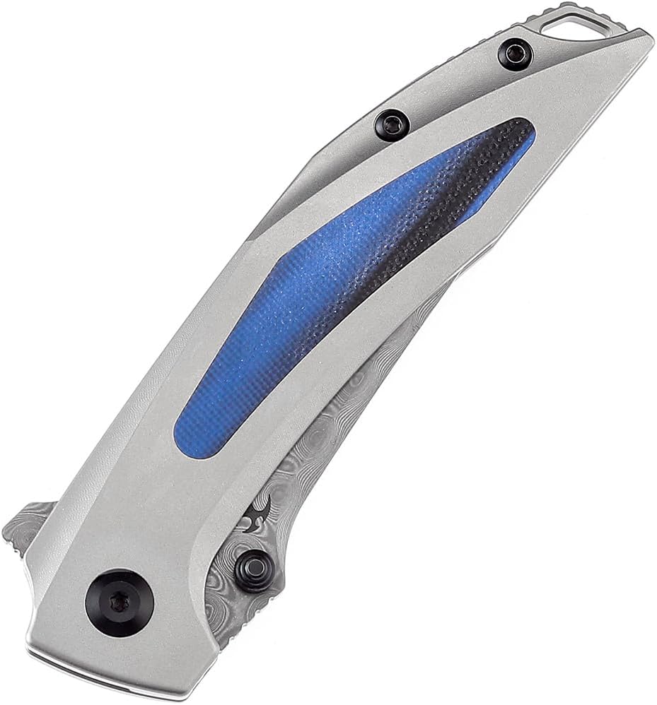 KANSEPT Baku – Cuchillos plegables de bolsillo para hombres EDC cuchillo plegable de campamento de 3.2 pulgadas, material de damasco, cuchillos