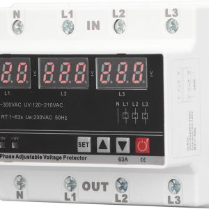 Protector de corriente CA AC120V a 300V 63A Protectores ajustables trifásicos sobre bajo voltaje Dispositivo de protección de corriente DIN Montaje Protector de corriente CA AC120V a 300V 63A Protectores ajustables trifásicos sobre bajo voltaje Dispositivo de protección de corriente DIN Montaje