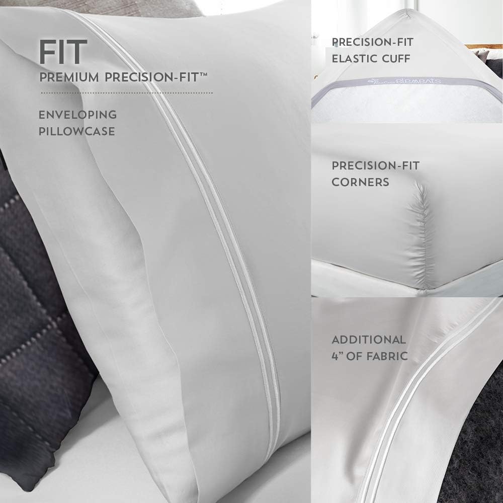 PureCare Elements Cool Touch – Juego de sábanas con 100 % Tencel, esquinas de ajuste preciso y fundas de almohada envolventes, tamaño King dividido,