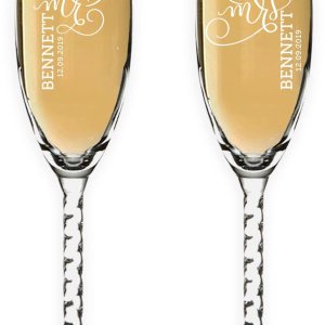 Juego de copas de champán personalizadas Mr and Mrs Boda y aniversario personalizadas para parejas Vasos de tostado grabados para novia y novio Juego de copas de champán personalizadas Mr and Mrs Boda y aniversario personalizadas para parejas Vasos de tostado grabados para novia y novio