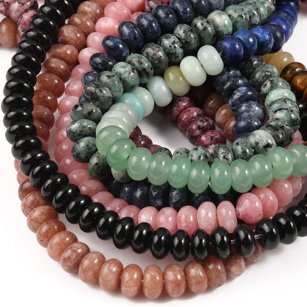 Youllyuu Cuentas de chakra de Angelite Jades de 0.197 x 0.315 in, cuentas de piedra espaciadora sueltas naturales para hacer joyas, pulseras
