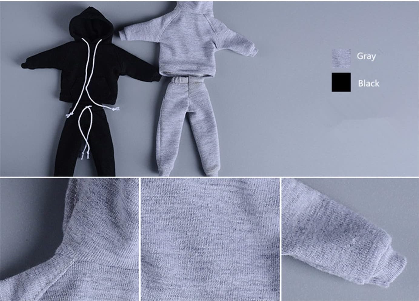 Ropa masculina a escala 112, sudadera con capucha para hombre, pantalones, ropa para figura de acción masculina de 6 pulgadas, muñeca (color negro)