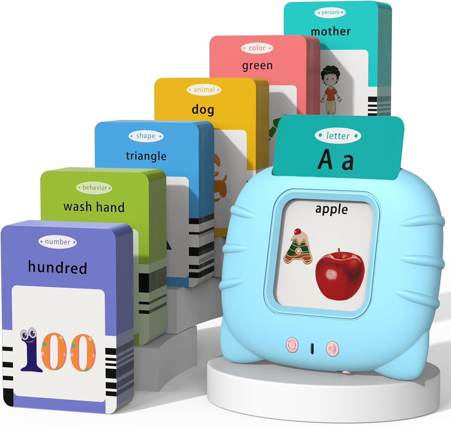 Tarjetas didácticas parlantes de juguetes para niños pequeños de 3, 4, 5, 6, aprender ABC, números del 0 al 100, frases, objetos, adjetivos y más