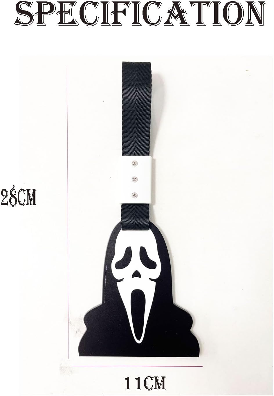 Correas de mango de coche con forma de cara de fantasma de grito de Halloween, dije de deriva para parachoques trasero, anillo de advertencia,
