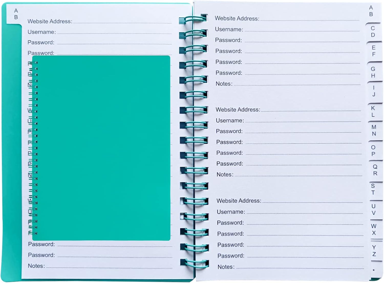 UtyTrees Libro de contraseñas con pestañas alfabéticas de la A a la Z, protector de contraseñas y cuaderno de contraseñas para el hogar u oficina,