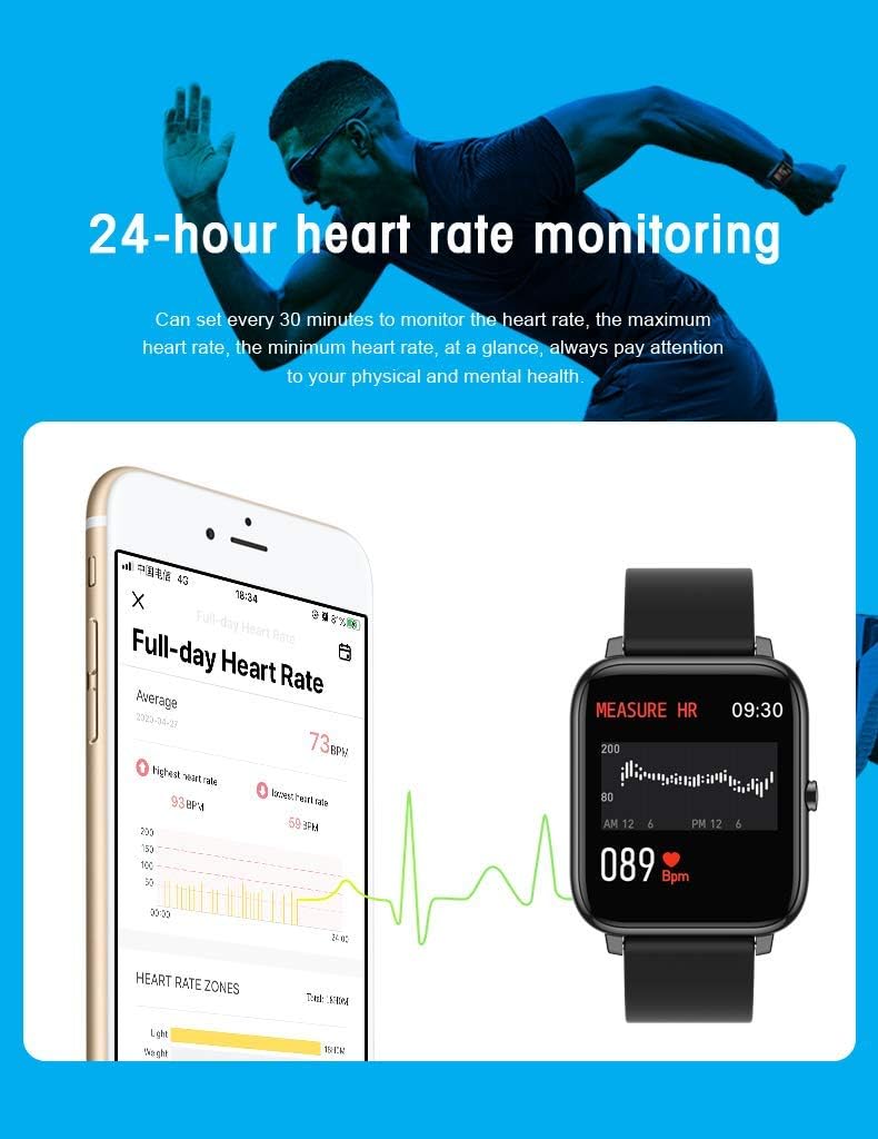 HANDA – Reloj inteligente para hombres y mujeres, monitor de actividad deportiva con pantalla táctil completa, reloj inteligente con frecuencia