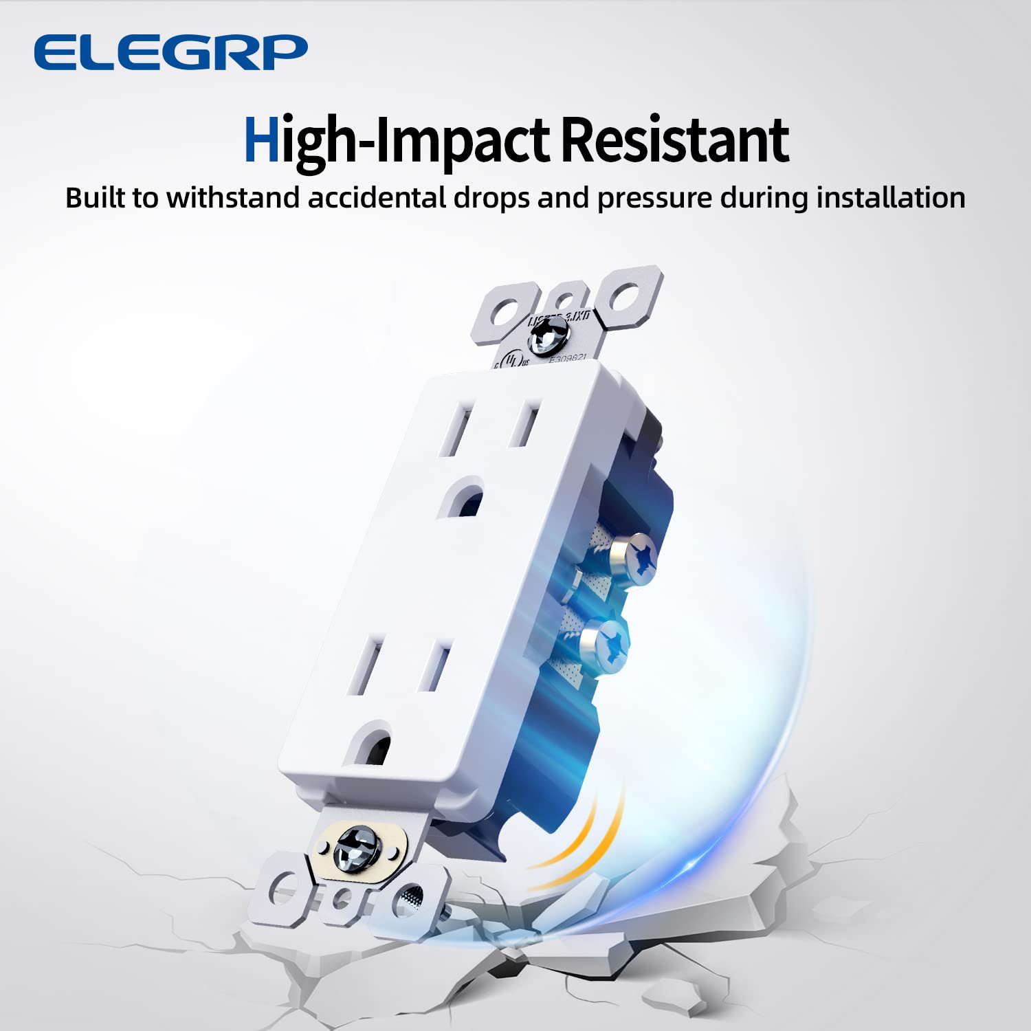 ELEGRP Receptáculo decorador, toma de pared eléctrica estándar de 15 A 125 V, 2 polos y 3 cables, resistente a manipulaciones, NEMA 5-15R, toma de