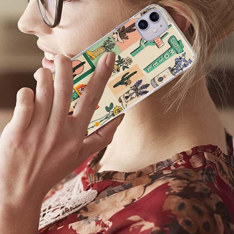 Funda protectora estética de estilo retro vintage para iPhone 11, diseño moderno de cactus occidental, TPU a prueba de golpes, funda para iPhone