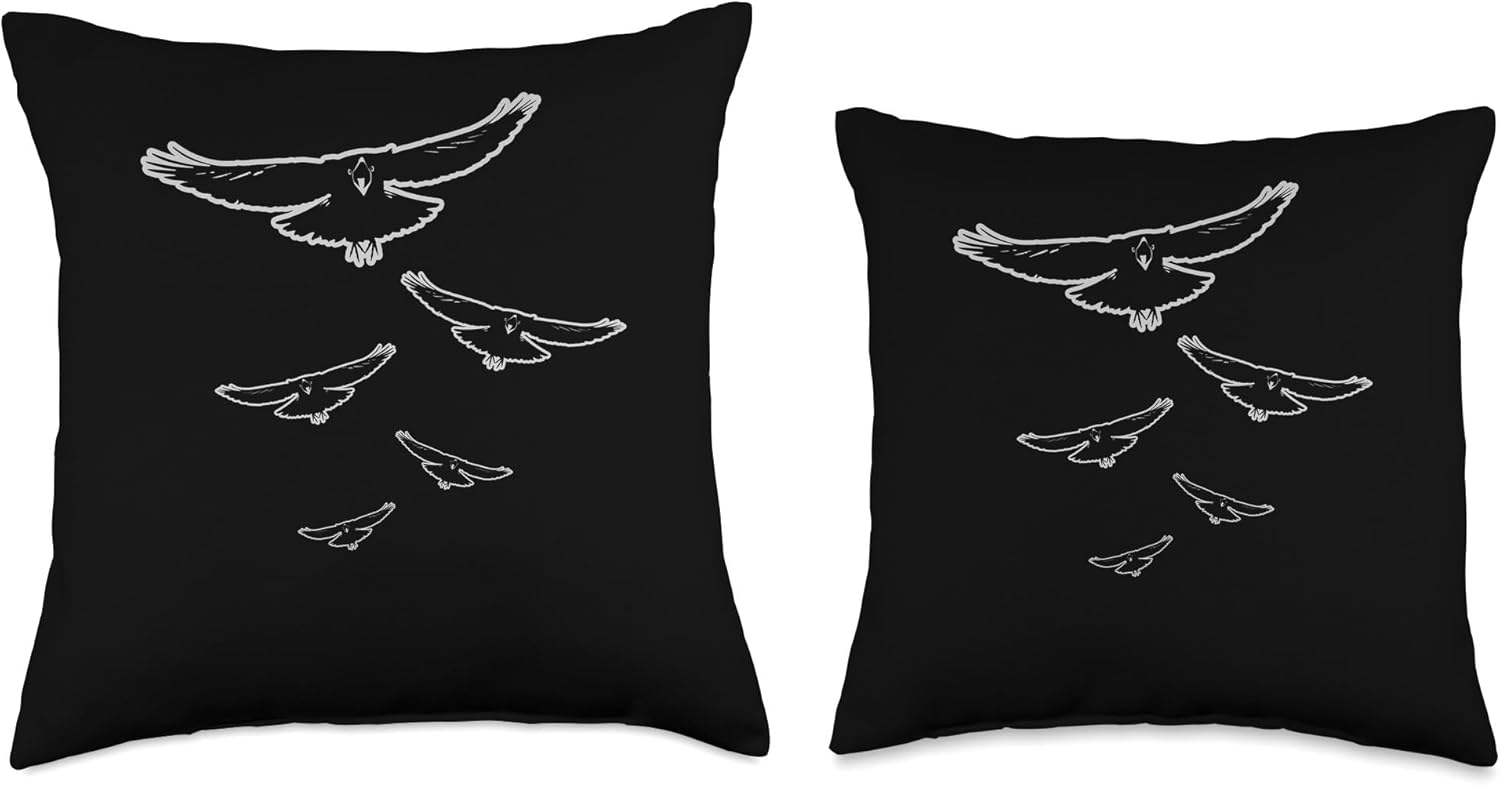 Krähen Raben Vögel Liebhaber Bekleidung Crow Raven Swarm Odin Viking Fans Hugin and Munin Throw Pillow, 18×18, Multicolor