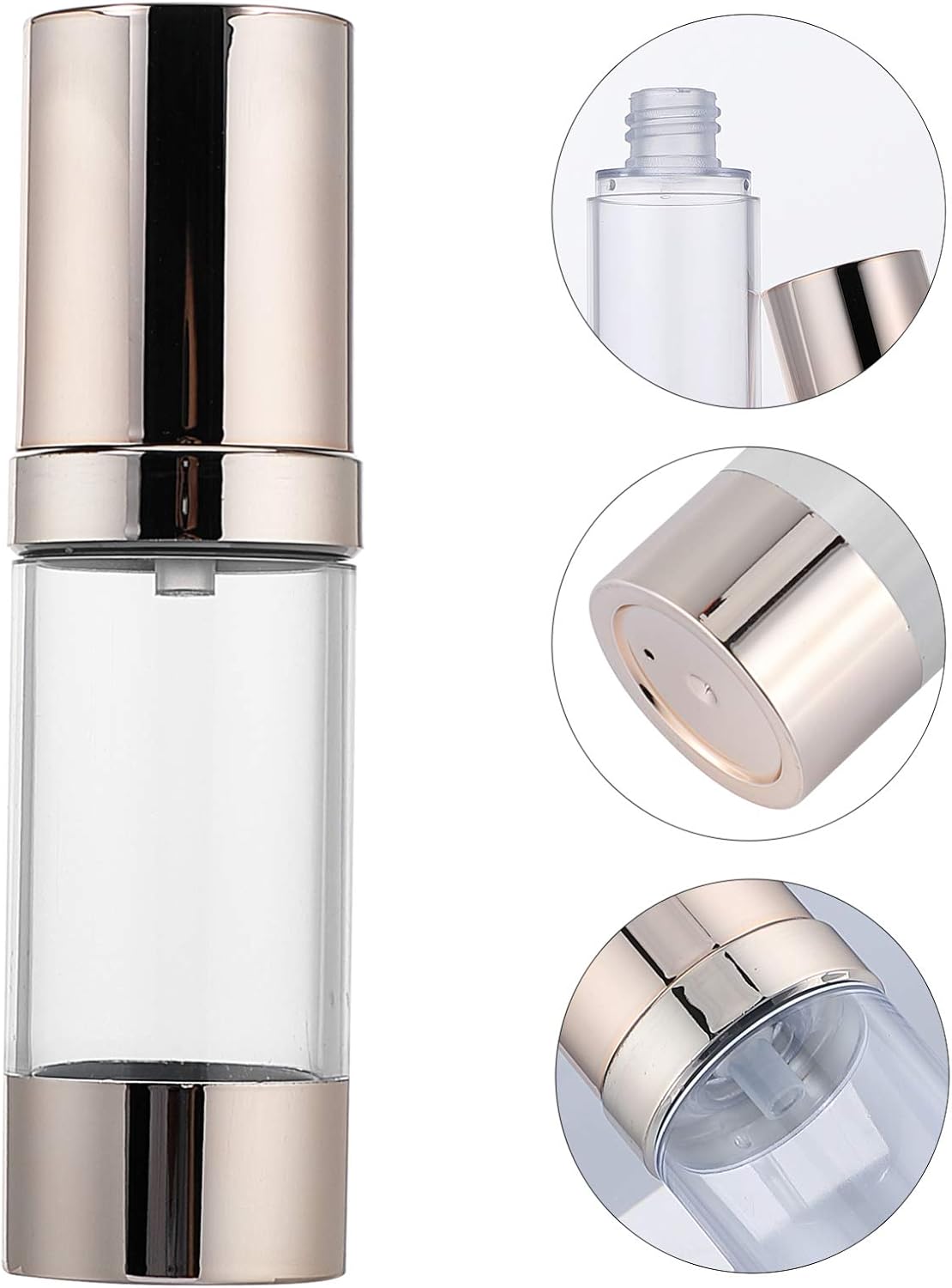 Exceart 6 botellas de plástico de viaje con aerosol, vacío, rellenable, reutilizable, bomba de líquido, dispensador cosmético, para artículos de
