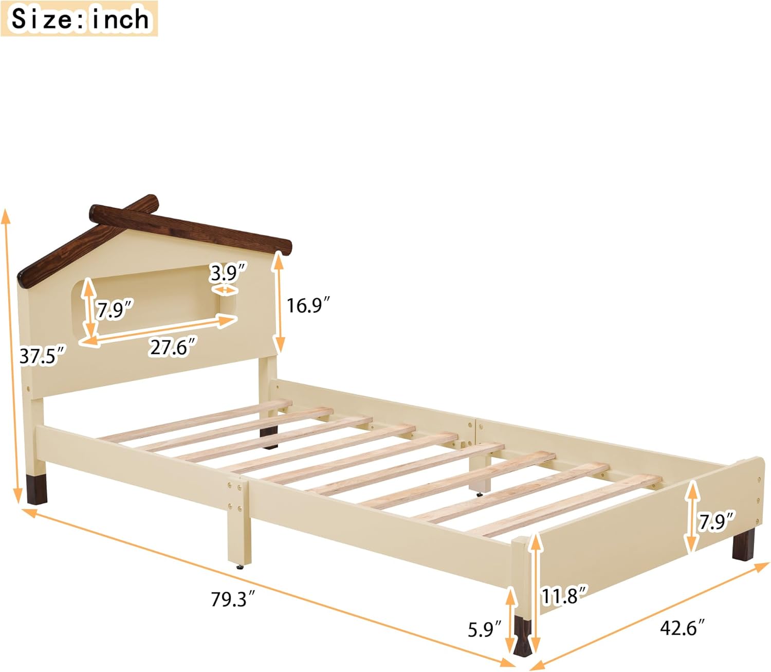 Merax Marco de cama de madera individual para niños con luz de movimiento, plataforma de madera para niños y niñas, no necesita somier, fácil de