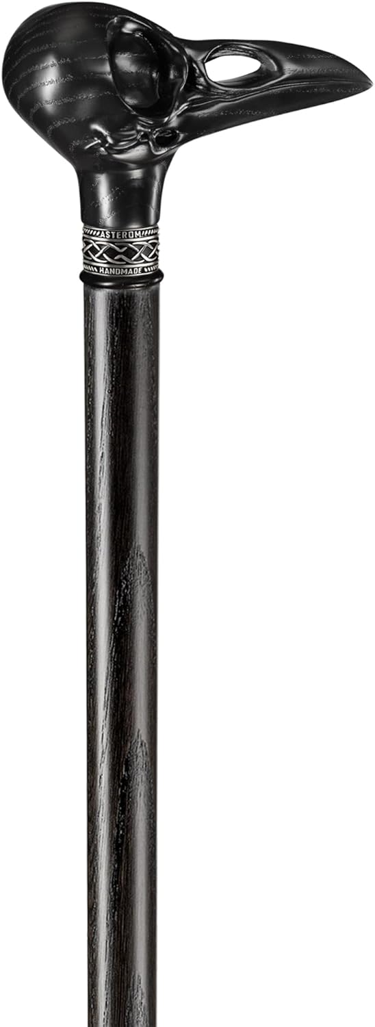 Cool Plague Doctor Cane – Elegante bastón steampunk para hombres y mujeres – Bastón negro tallado con calavera de cuervo