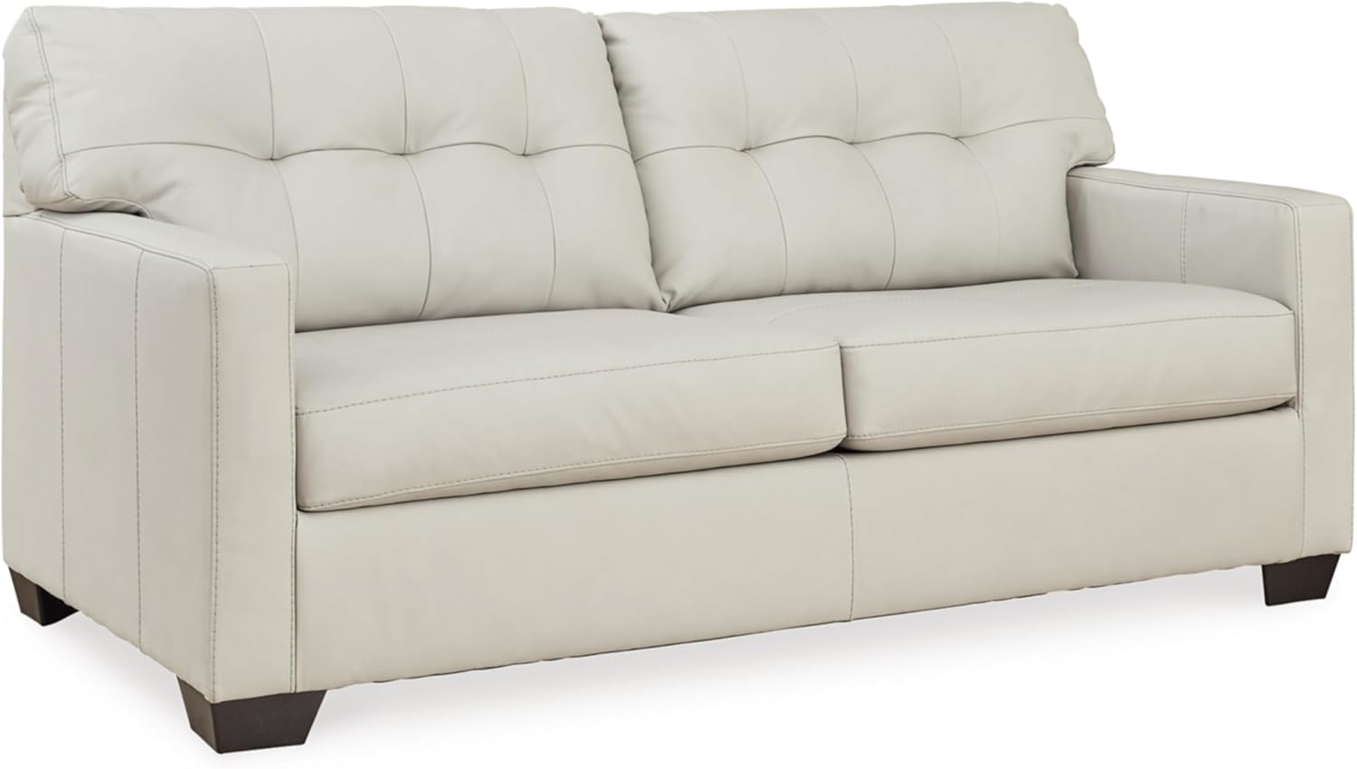 Signature Design by Ashley Belziani – Sofá cama moderno 2 en 1 de cuero copetudo con colchón plegable de espuma viscoelástica, tamaño matrimonial,