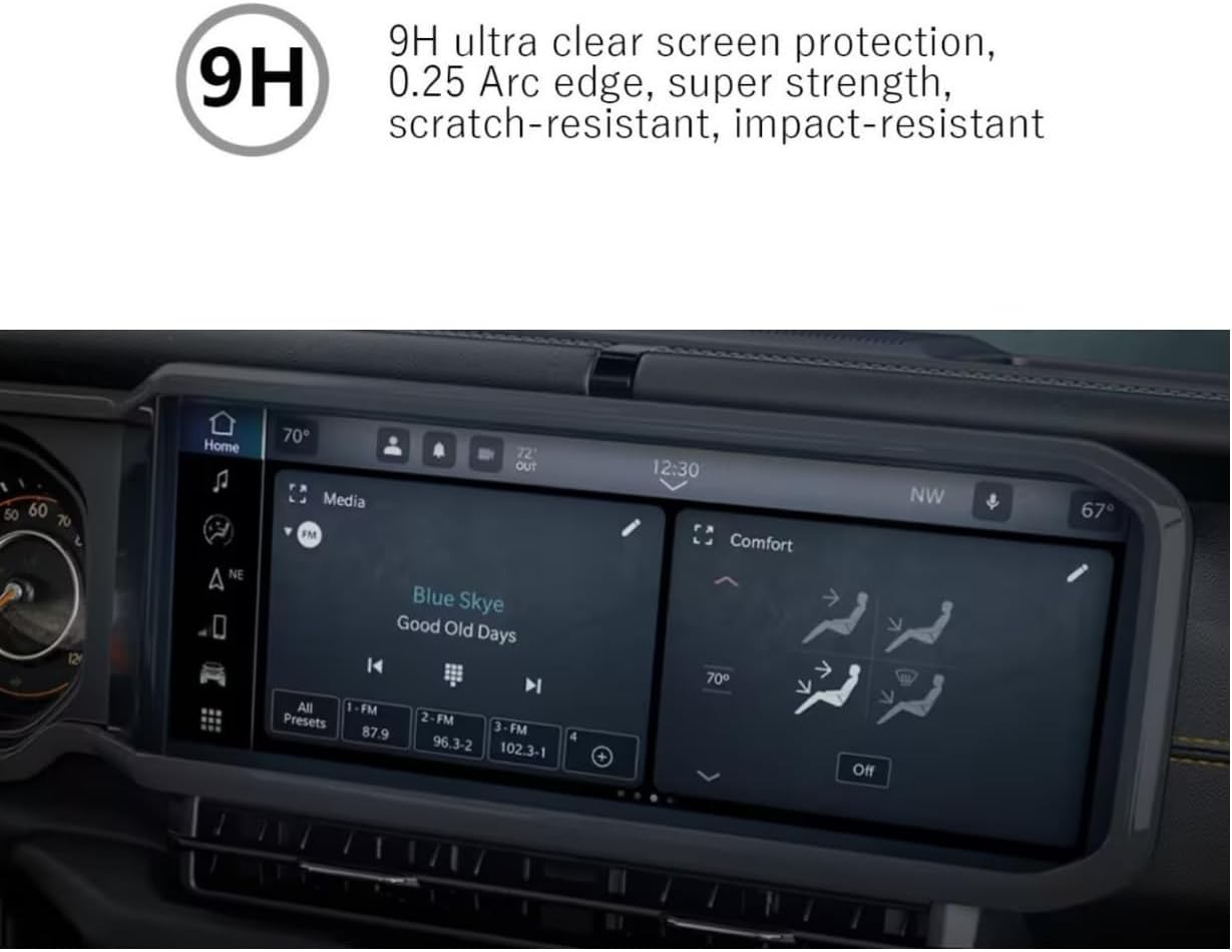 MBSIX – Protector de pantalla compatible con Jeeep Wrangler Gladiator 2024, pantalla táctil de 12.3 pulgadas, transparente HD, resistente a los