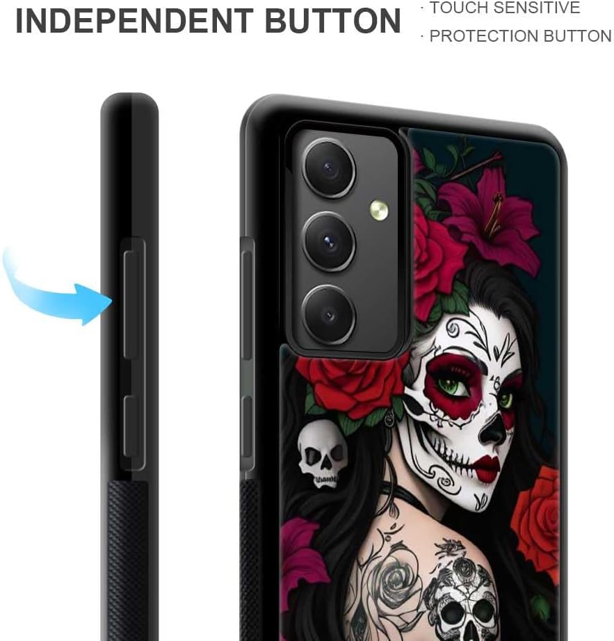 Funda compatible con Samsung Galaxy A53 5G, diseño de calavera de rosa, a prueba de golpes, antiarañazos, carcasa trasera de policarbonato duro para
