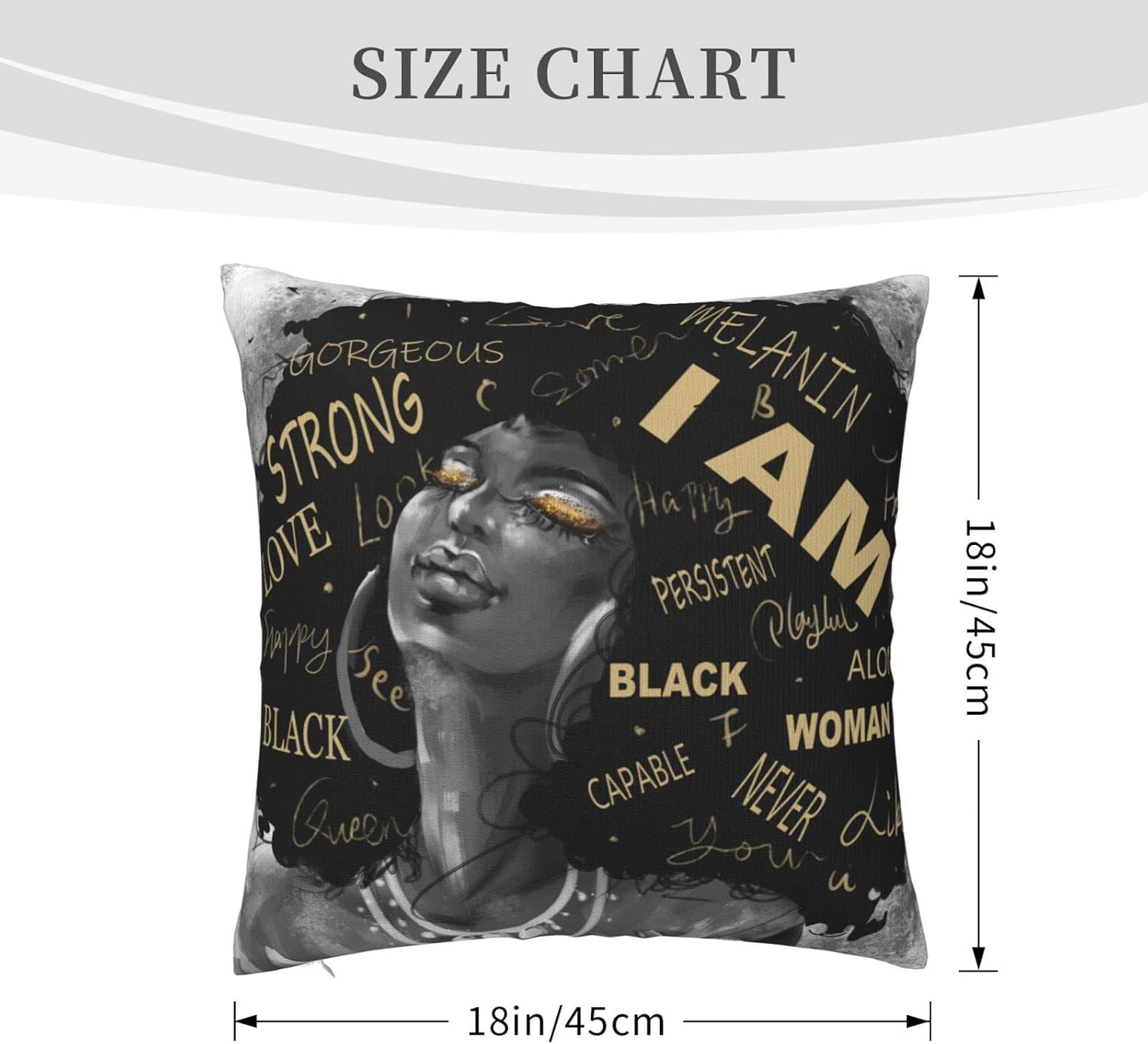 EKOFECK Funda de almohada negra para mujer, diseño de graffiti colorido Afro Black Woman con cremallera, funda de almohada cuadrada, decoración de