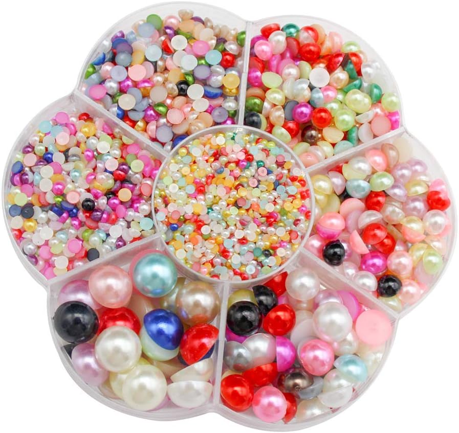 5700 piezas de medias perlas coloridas para manualidades, perlas de uñas para manualidades, accesorios de bricolaje, perlas de espalda plana para