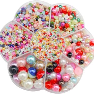 5700 piezas de medias perlas coloridas para manualidades, perlas de uñas para manualidades, accesorios de bricolaje, perlas de espalda plana para 5700 piezas de medias perlas coloridas para manualidades, perlas de uñas para manualidades, accesorios de bricolaje, perlas de espalda plana para