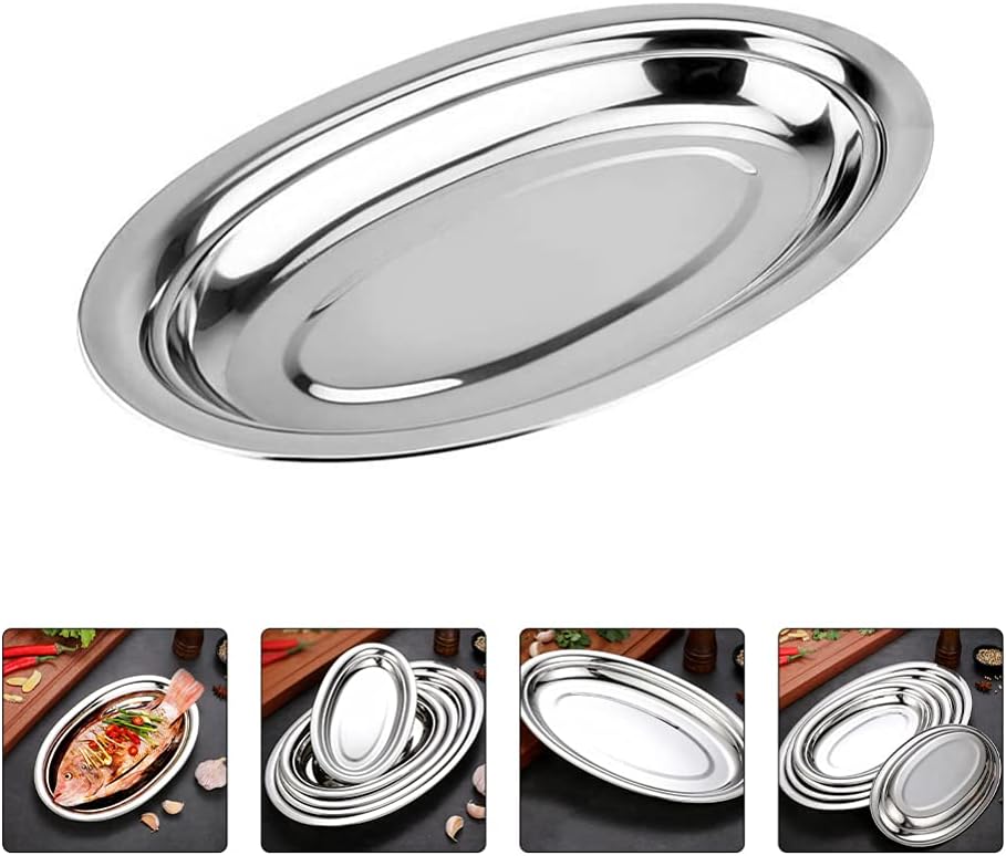 Cabilock 1 plato de decoración de boda cacerola de inducción servidor pescado simple bandeja de metal para servir plato de fiesta con tapa, platos