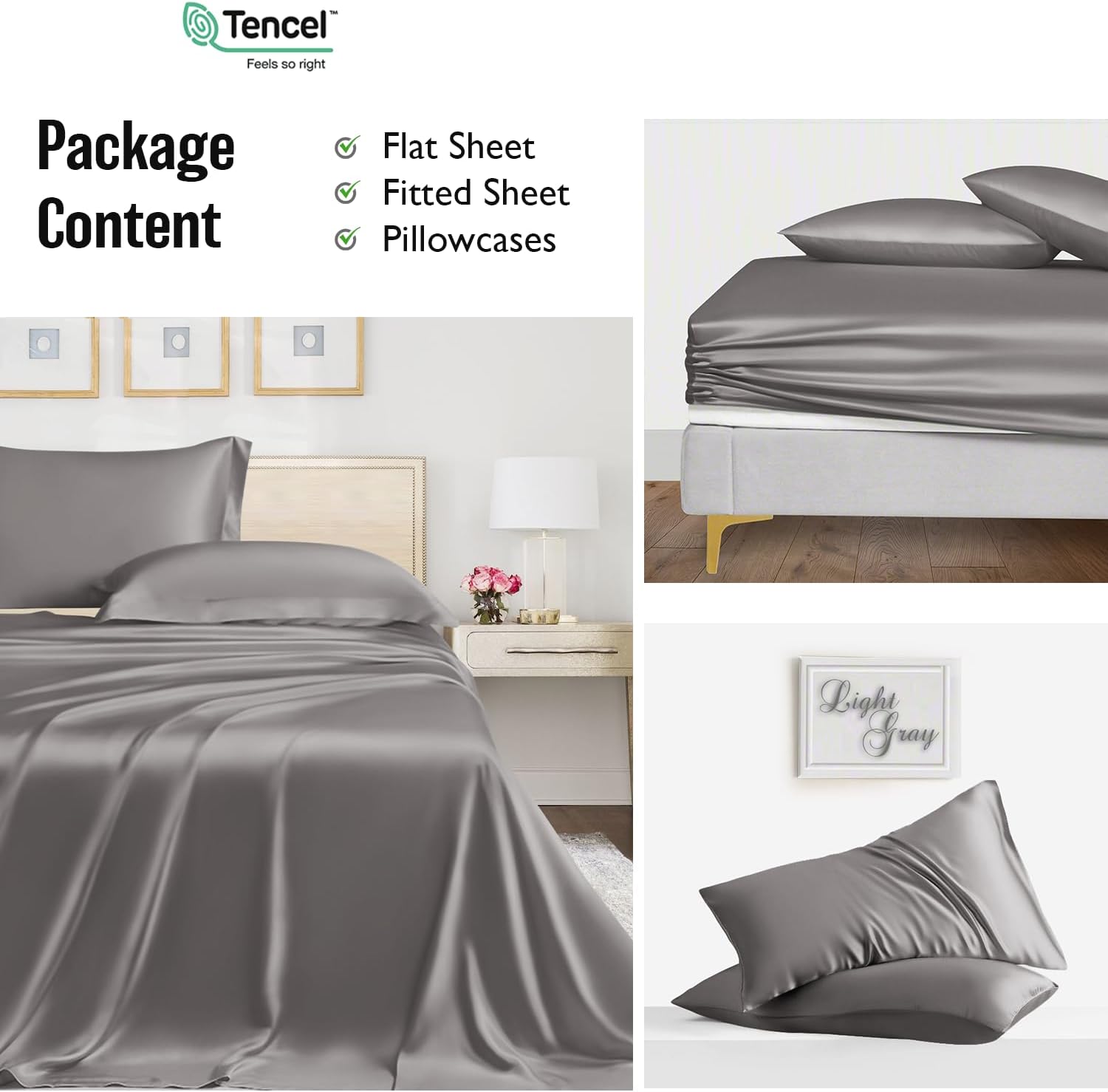 Linenwalas Sábanas 100% eucalipto Tencel tamaño King, refrescantes súper transpirables, tejido de lyocell, seda suave, bolsillo profundo de 16