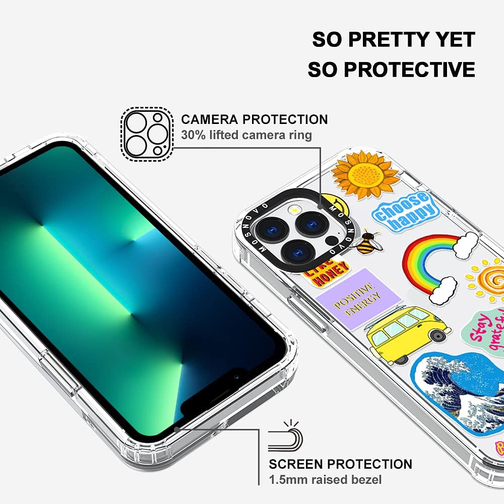 MOSNOVO Funda compatible solo con iPhone 13 Pro Max de 6.7 pulgadas, diseño de buenas vibraciones, para niñas, mujeres y hombres, hecha de