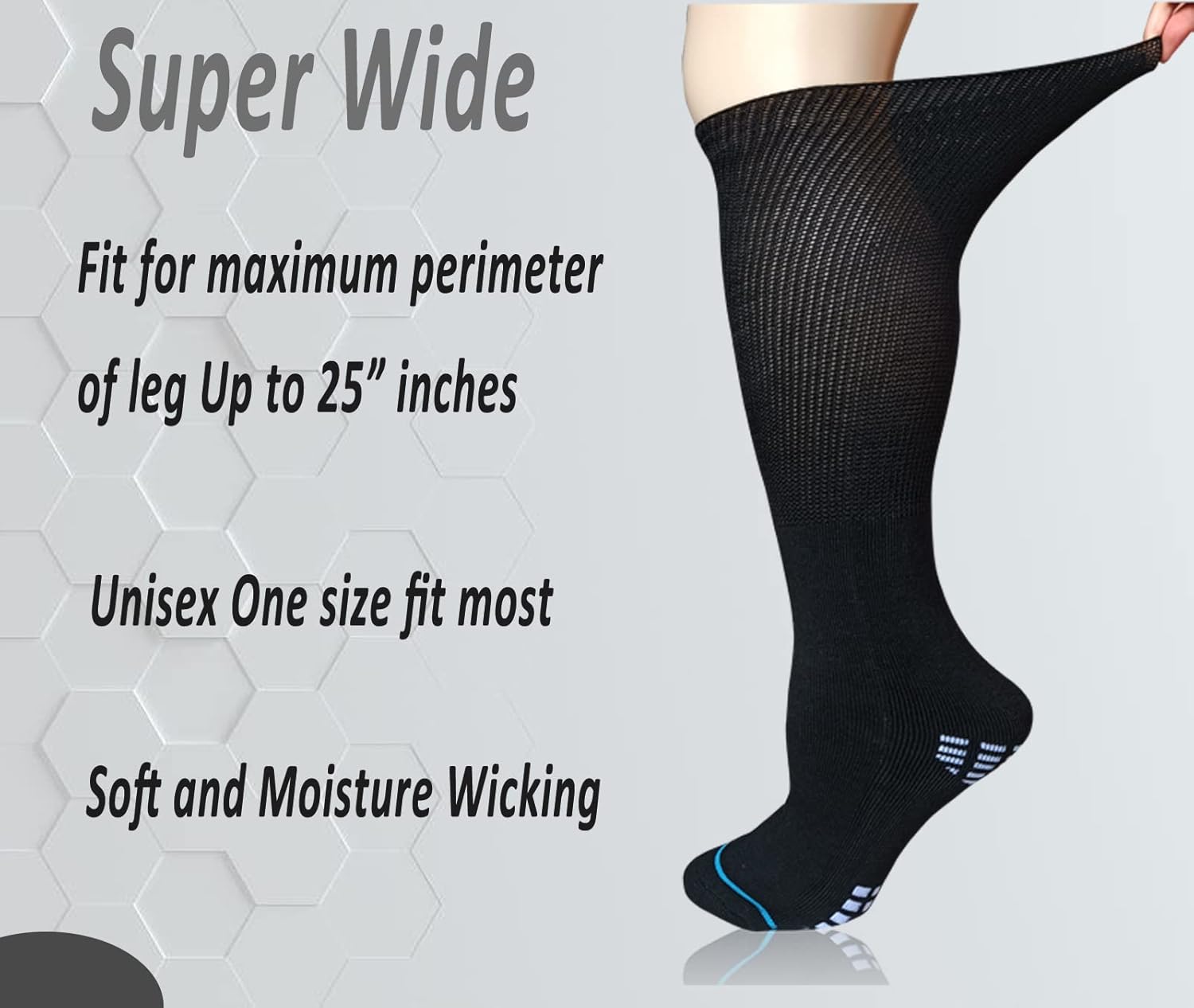 Calcetines extra anchos para diabéticos bariátricos para hombres y mujeres, calcetines de linfedema fundido para tobillo hinchado del pie, 2 pares