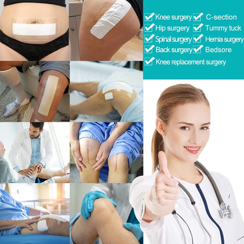 14 protectores impermeables para heridas de ducha de sección C, 4 x 12 pulgadas, abdominoplastia, incisión, vendaje abdominal, histerectomía,