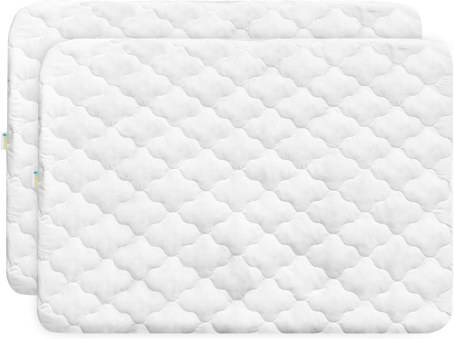 Paquete de 2 protectores de colchón impermeables de algodón de primera calidad, agradable a la piel, se adapta a Graco Pack n Play, mini cunas