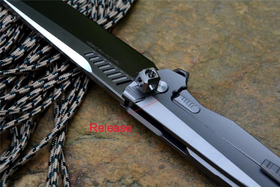 TwoSun Cuchillo TS88 M390 Hoja Mango de Titanio Novedad Espiga y Mortaja Trabajo (mango gris)