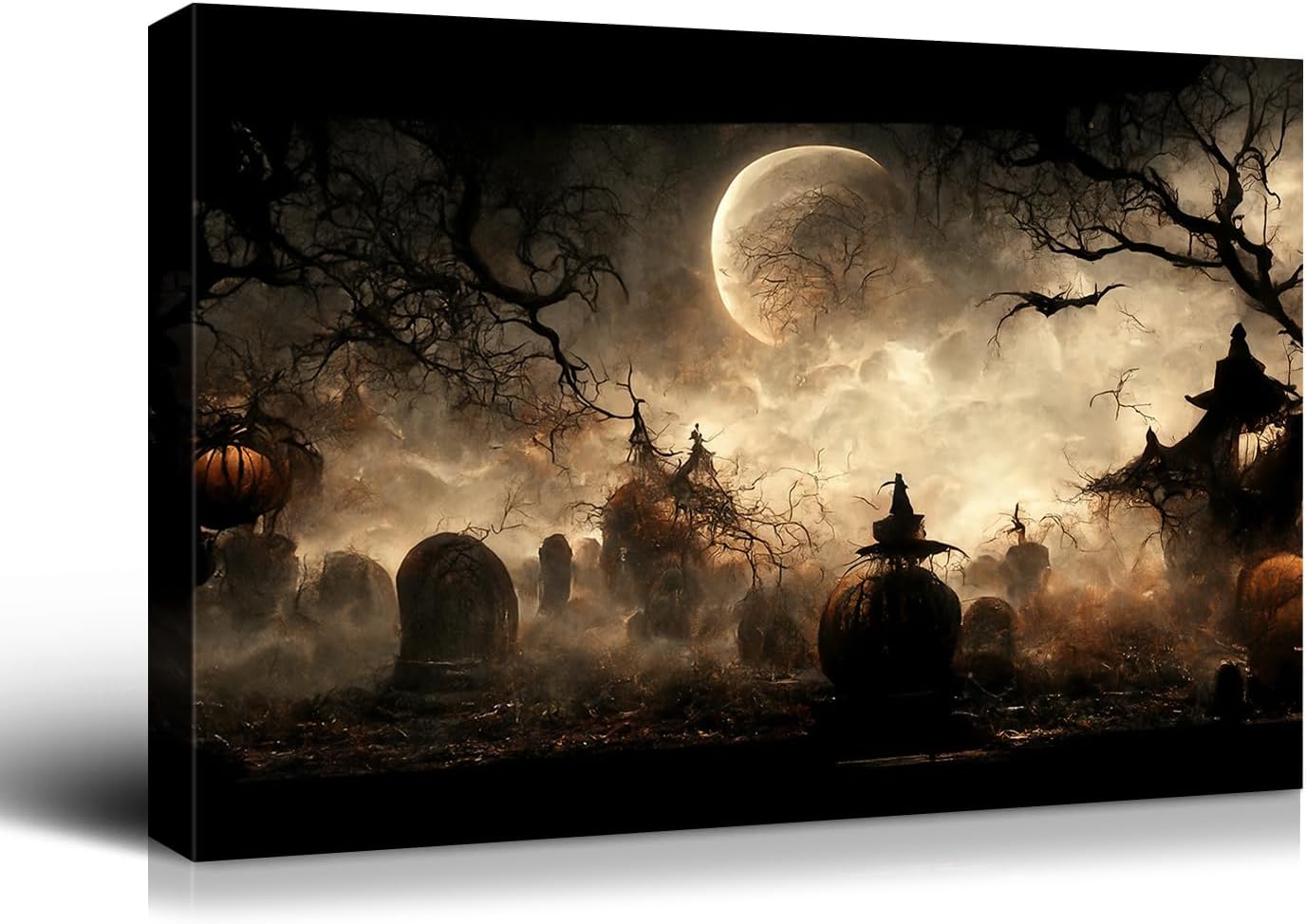 Denozer – Lienzo decorativo de pared de Halloween, imágenes de Halloween, decoración de pared, póster espeluznante de Halloween, espeluznante casa