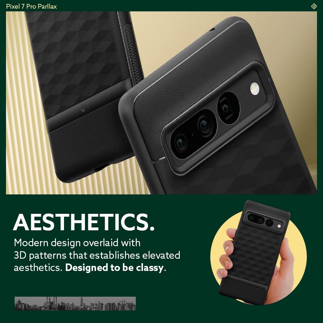 Caseology Parallax prueba de caída de grado militar diseñada para Google Pixel 7 Pro Case (2022) – Negro mate