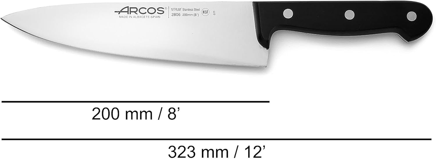 Arcos Juego de Cuchillos 2 Piezas – Acero Inoxidable Nitrum y Hoja mm. 12.80 oz. Cuchillo de Cocina Profesional para Cocinar Mango Ergonómico