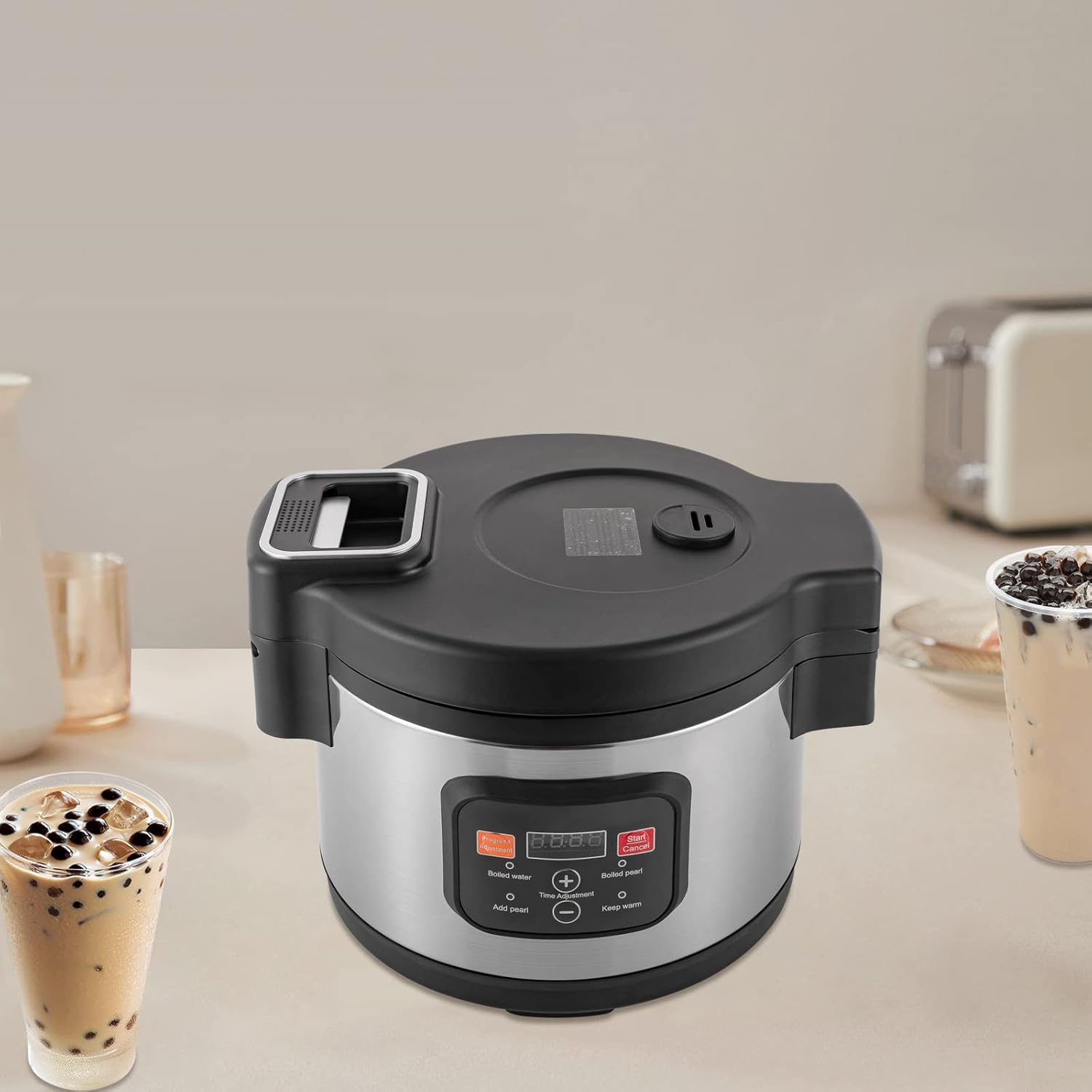Boba Cooker comercial de 3.17 galones Boba Pot automático Pearl Pot Tapioca Olla para té Boba y té de burbujas y té de leche Pantalla táctil 110V