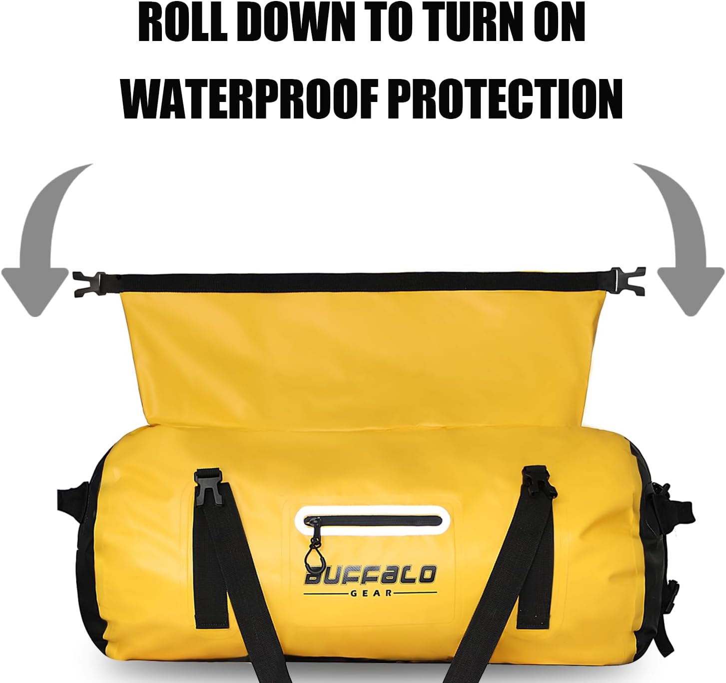 Buffalo Gear Bolsa de lona impermeable 40L 60L 80L Roll-top Dry Bag Heavy Duty Impermeable Duffel Bolsa de viaje para kayak, rafting, barco, pesca,