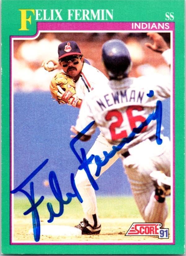 Felix Fermin autographed Baseball Card (Cleveland Indians) 1991 Score #139 – Baseball Slabbed Autographed Cards