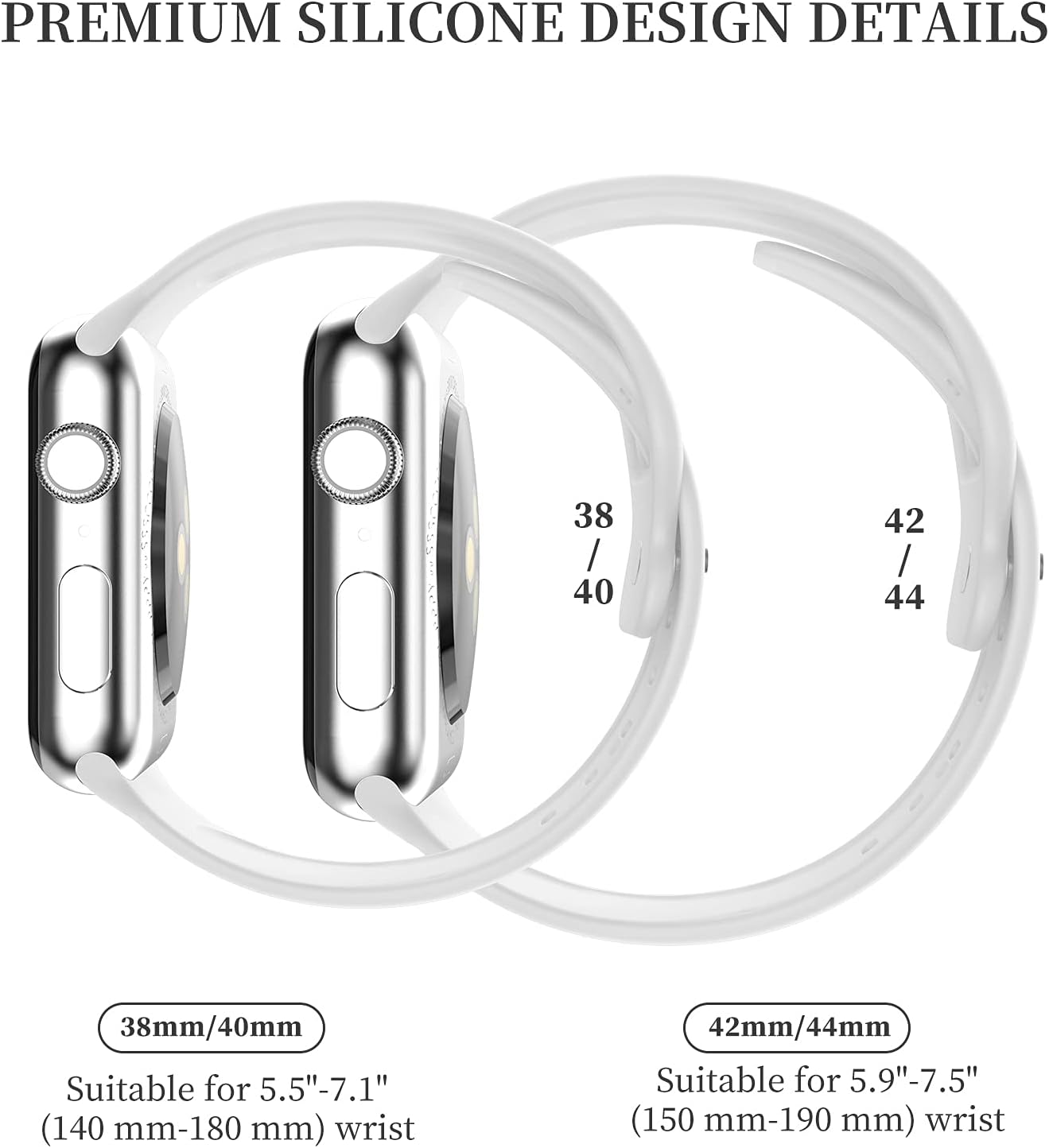 Correas mejoradas compatibles con Apple Watch Band de 1.496in, 1.575in, 1.614in, correa de reloj deportiva de repuesto de silicona suave para iWatch