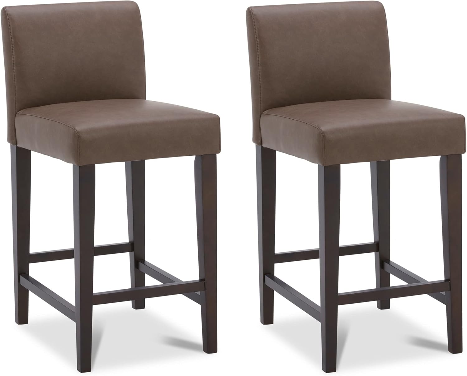 CHITA Juego de 2 taburetes de bar de altura de mostrador, taburetes de bar tapizados de altura de asiento de 25 pulgadas, de piel sintética en