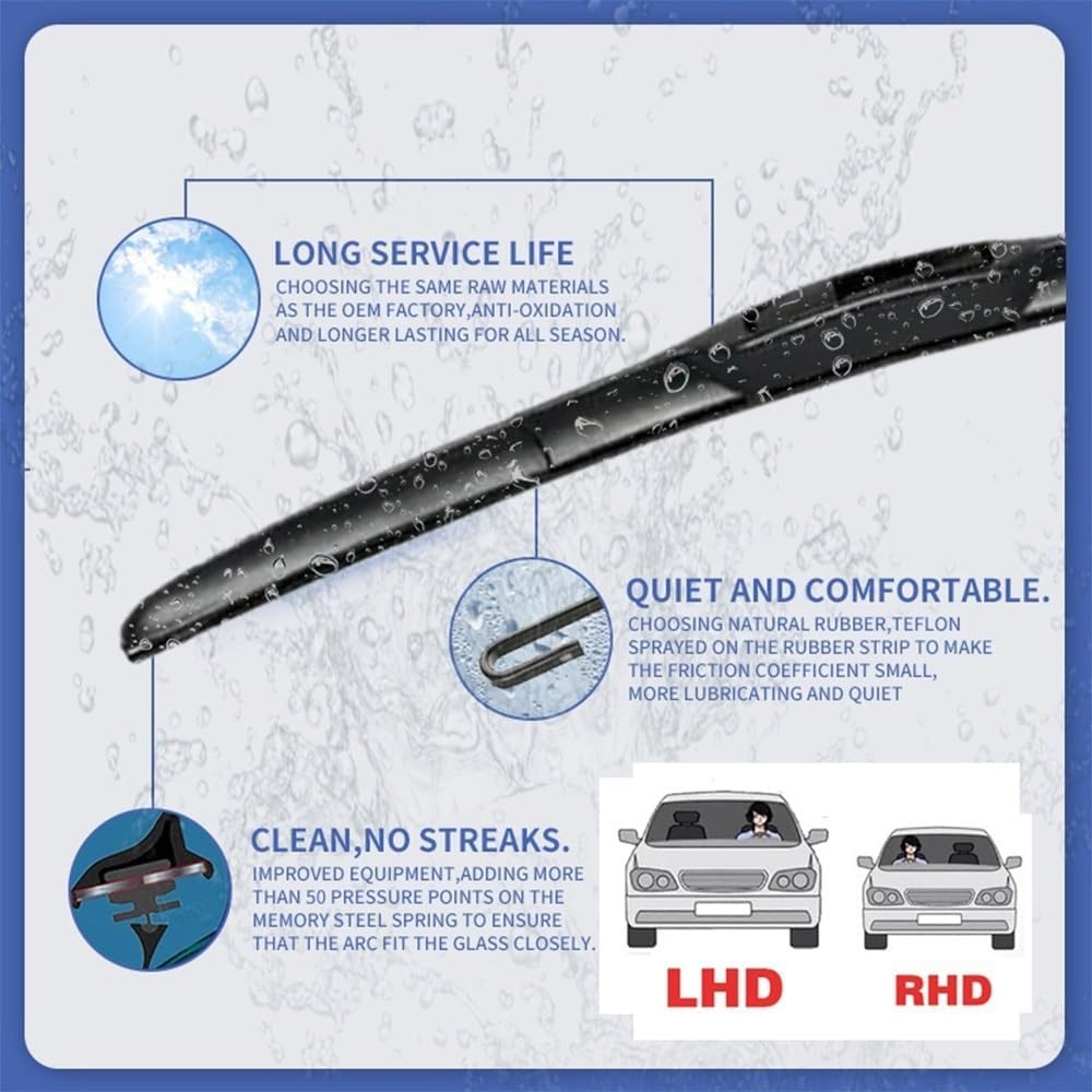 Escobillas de limpiaparabrisas compatibles con VW T5 Transporter Caravelle Multivan California Kombi Shuttle – Escobillas para parabrisas delantero