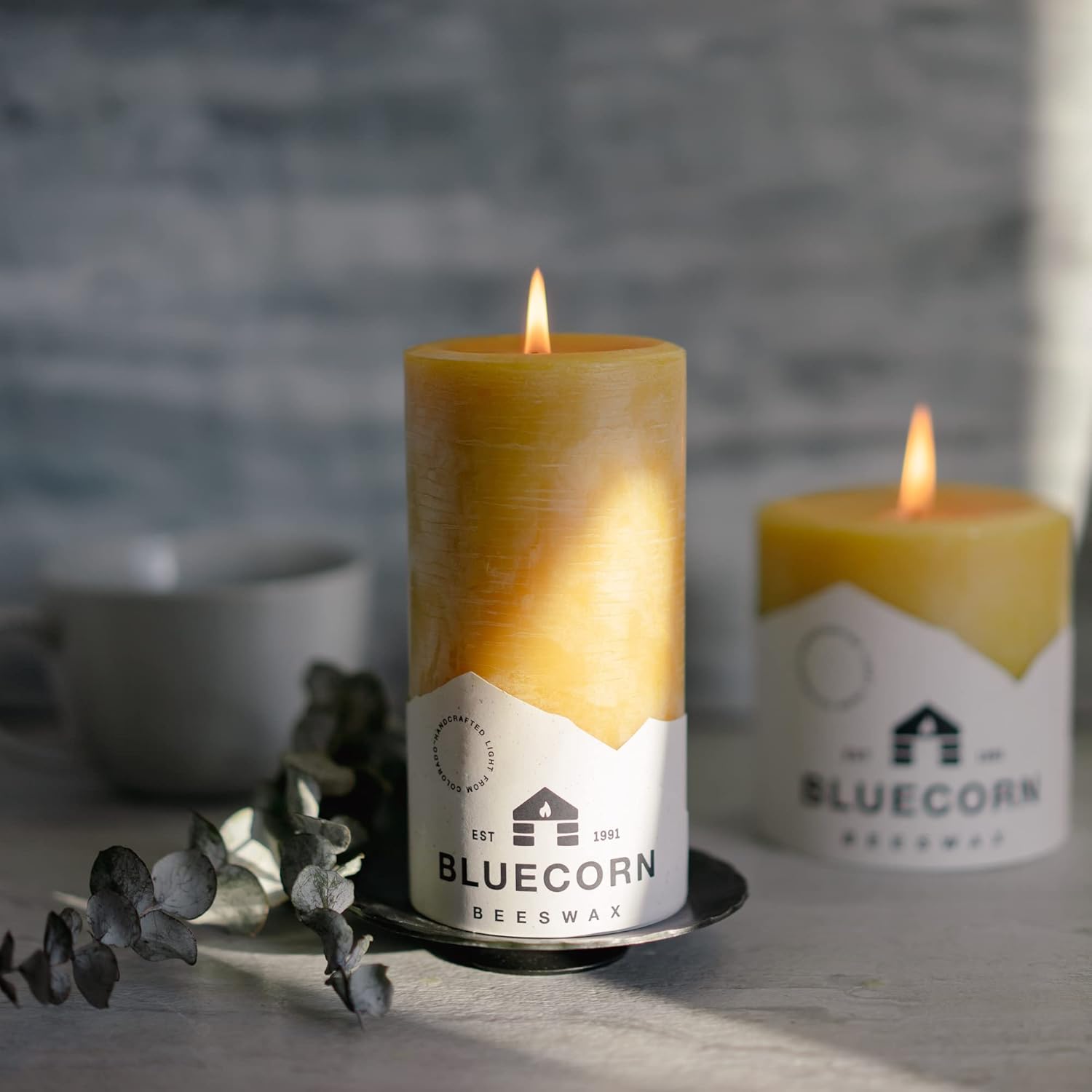 Bluecorn Beeswax Velas de pilar de cera de abeja 100% pura, velas de cera de abeja natural, velas amarillas sin perfume, sin soja, parafina y